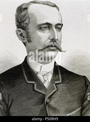 Cerralbo Enrique de Aguilera y Gamboa, Marquis de (Madrid, 1845 - Madrid, 1922). Spanische Politiker und Archäologen. Kupferstich von Rico. Stockfoto