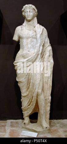 Griechische Kunst. Republik Albanien. Statue des Dionysos, Gott des Weines. Gefunden bei den Ausgrabungen von NINFEO von Butrint im Jahre 1929. S. II a.C. Ruinen von Butrint Museum. Stockfoto