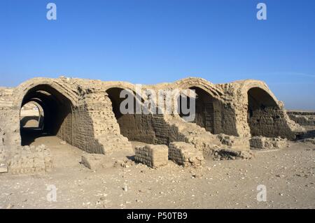 Ramesseum. Tempel in Scheunen oder Lagerhallen ausgelegt. 19. Dynastie. Neuen Reich. Jh. V.CHR. Tal der Könige. Luxor. Ägypten. Stockfoto