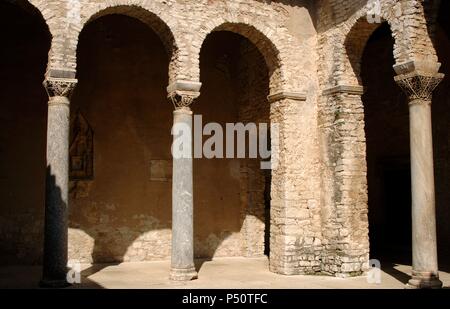 Byzantinische Kunst. Kroatien. Euphrasius-basilika. Byzantinische Kirche in der sechsten Jahrhundert erbaut. Weltkulturerbe durch die UNESCO im Jahr 1997. Blick von Außen. In Porec. Die istrische Halbinsel. Stockfoto