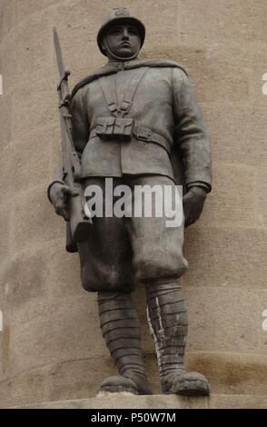 Denkmal für Finanzielle Guard Toten für Patria während des ersten Weltkrieges, 1930 von amleto Cataldi (1882-1930). Detail. Rom. Italien. Stockfoto