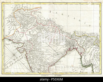 1770 Bonne Karte vom nördlichen Indien, Burma und Pakistan - Geographicus - IndiaNorth - bonne -1770. Stockfoto