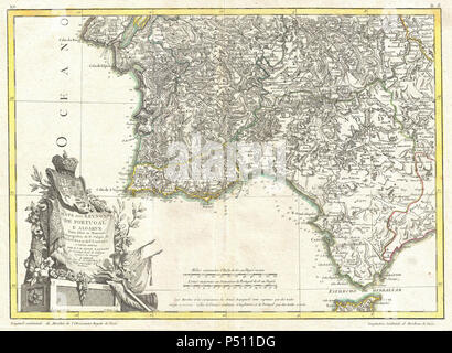 1775 Zannoni Karte von Süden Portugals, der Algarve, und Sevilla - Geographicus - PortugalAlgarve - zannoni-1775. Stockfoto