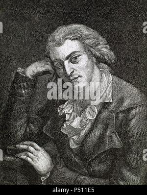 SCHILLER, Johann Christoph Friedrich von (Marbach 1759 - Weimar, 1805). Deutsche Dichter, Philosoph, Historiker und Dramatiker. Gravur. Stockfoto