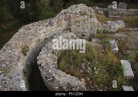 Griechenland. Sparta. Der byzantinischen Kirche von Christus dem Erlöser. 10. - 11. Jahrhundert. In der Nähe der Akropolis. Region Laconia. Süd-östlichen Peloponnes. Stockfoto