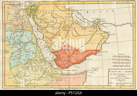 1780 Bonne Karte von Saudi-Arabien, Ägypten^ Äthiopien - Geographicus - Arabien - bonne-1780. Stockfoto