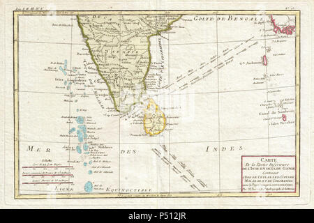 1780 Bonne Karte des südlichen Indien, Ceylon und die Malediven - Geographicus - IndiaSouth - bonne-1780. Stockfoto