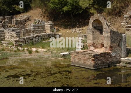 Albanien. Butrint. Tempel des Asklepios, im 3.Jahrhundert v. Chr., und wurde im 2. Jahrhundert v. Chr. errichtet. Stockfoto