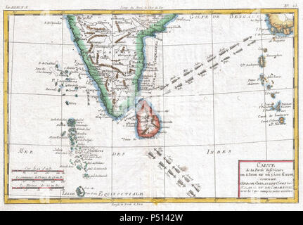 1780 Raynal und Bonne Karte des südlichen Indien - Geographicus - Indes - bonne-1780. Stockfoto