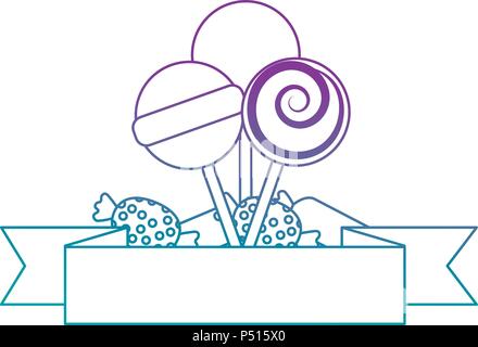 Süßigkeiten Lutscher und Bonbons mit Band Vector Illustration Design Stock Vektor