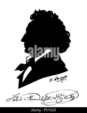 Felix Mendelssohn Bartholdy (Hamburgo, 1809 - Leipzig, 1847), Setzer Alemán de música clásica. Stockfoto