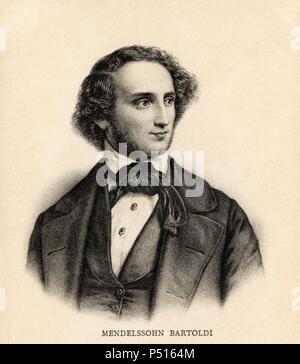 Felix Mendelssohn Bartholdy (Hamburgo, 1809 - Leipzig, 1847), Setzer Alemán de música clásica. Stockfoto