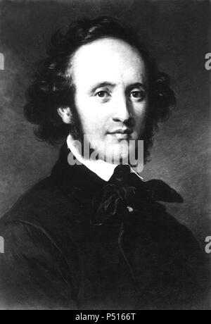 Felix Mendelssohn Bartholdy (Hamburgo, 1809 - Leipzig, 1847), Setzer Alemán de música clásica. Stockfoto