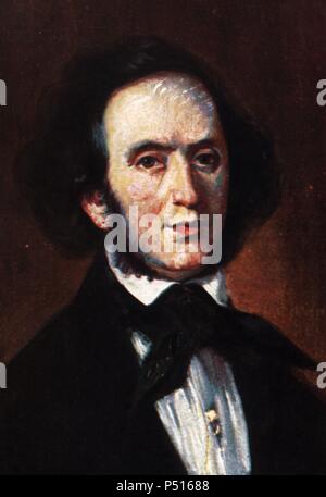 Felix Mendelssohn Bartholdy (Hamburgo, 1809 - Leipzig, 1847), Setzer Alemán de música clásica. Stockfoto