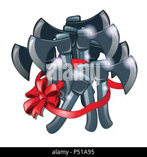 Geschenk bundle Achsen mit einer roten Schleife, auf weißem Hintergrund gebunden. Vector Illustration. Stock Vektor