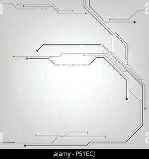 Vektor Zusammenfassung Hintergrund Technologie im Stromkreis Konzept auf grauem Hintergrund. Stock Vektor