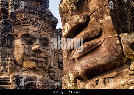 Stone Gesicht am Bayon, Angkor Thom, Kambodscha Stockfoto