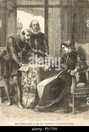 Mary Queen of Scots, Abdankung, Resignation, Lochleven Castle, Schottland, 24. Juli 1567 Stockfoto