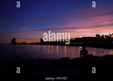 Sonnenuntergang in Barcelona, Spanien Stockfoto