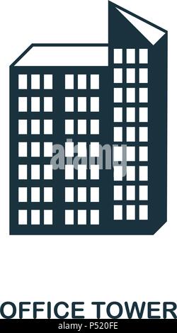 Office Tower Symbol. Line Style Icon Design. UI. Abbildung: Office Tower Symbol. Piktogramm isoliert auf Weiss. Fertig in web design, Anwendungen, Software, Druck verwenden. Stock Vektor