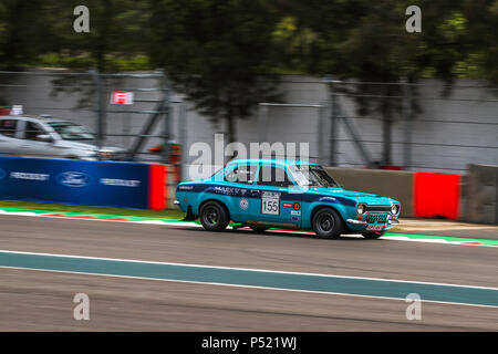 Mexiko City, Mexiko - September 01, 2017: Autodromo Hermanos Rodriguez. FIA World Endurance Championship WEC. R. Rejon Nr. 155 mit seinem Ford Escort MK1 RS 1600 an der Freien Praxis für die Mexiko Vintage Serie. Stockfoto