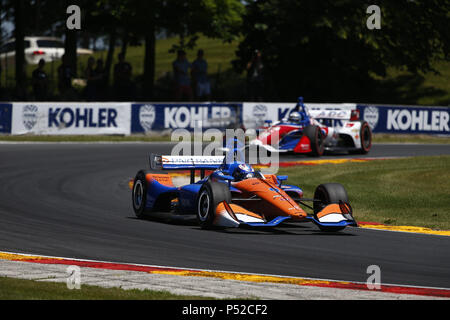 Juni 24, 2018 - Elkhart Lake, Wisconsin, Vereinigte Staaten von Amerika - Scott Dixon (9) Neuseeland Kämpfe um die Position während der Kohler Grand Prix auf Road America in Elkhart Lake, Wisconsin. (Bild: © Justin R. Noe Asp Inc/ASP über ZUMA Draht) Stockfoto