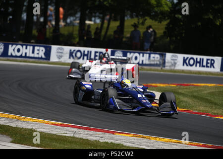 Juni 24, 2018 - Elkhart Lake, Wisconsin, Vereinigte Staaten von Amerika - SPENCER PIGOT (21) der Vereinigten Staat Schlachten für Position während des KOHLER Grand Prix auf Road America in Elkhart Lake, Wisconsin. (Bild: © Justin R. Noe Asp Inc/ASP über ZUMA Draht) Stockfoto