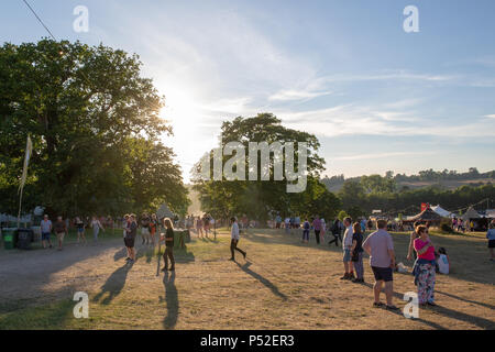 Tunbridge Wells, UK. 24. Juni, 2018 Festivalbesucher genießen die Abendsonne am Schwarzen Rehe Festival, eridge Park, Kent GROSSBRITANNIEN. © Jason Richardson/Alamy leben Nachrichten Stockfoto