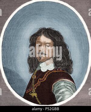 Friedrich III. (1609-1670). König von Dänemark und Norwegen von 1648 bis zu seinem Tod. Farbige Gravur. Stockfoto