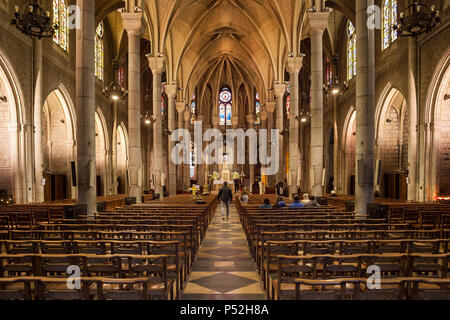 Basilika Notre-Dame de schöne Einrichtung in der Stadt Nizza, Frankreich, Römisch-katholische Kirche, die neugotische Architektur Stockfoto