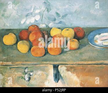 ARTE S. XIX. FRANCIA. CEZANNE, Paul (Aix-en-Provence, 1839 - Aix-en-Provence, 1906). Bin ANZANAS Y GALLETAS'. Tela postimpresionista pintada En 1880. Der de L'Orangérie. París. Stockfoto