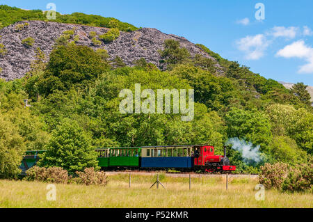 Llanberis Lake narrow guage Steam Railway. Vintage Motor Elidir. North Wales. Stockfoto