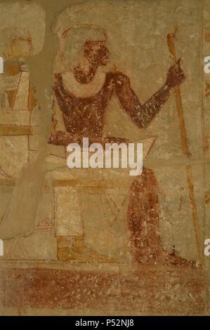 ARTE EGIPCIO. IMPERIO ANTIGUO. VI DINASTIA. MASTABA DE IYNEFERT. Las mejores de una Pintura que Decora un Muro. SAKKARA. Egipto. Stockfoto