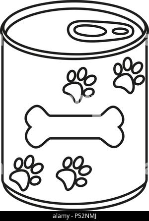Line Art schwarz und weiß Heimtierfutter in Dosen Stock Vektor