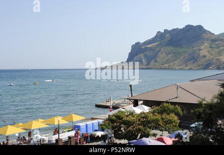 Ukraine. Die autonome Republik Krim. Koktebel. Strand. Stockfoto