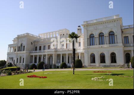 In der Ukraine. Die autonome Republik Krim. Liwadia-palast. 20. Rückzug Sommer von Zar Nikolaus II. gebaut im Stil der Neorenaissance von Nikolai Krasnow. Hier war die Konferenz von Jalta in 1945 statt. Exterieur. Stockfoto