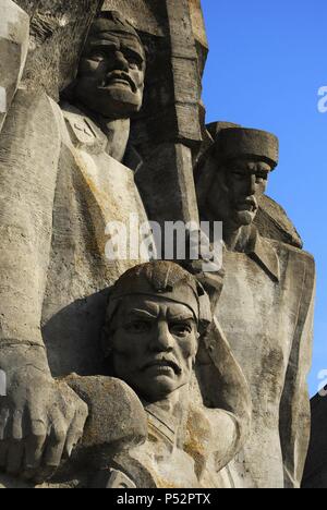 In der Ukraine. Die autonome Republik Krim. Denkmal für die Verteidigung der Adzhimushkay Steinbruch, 1982, gegen die nationalsozialistische Besetzung im Jahre 1942. Detail. Um Kertsch. Stockfoto