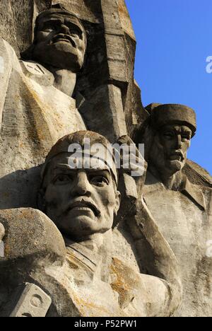 In der Ukraine. Die autonome Republik Krim. Denkmal für die Verteidigung der Adzhimushkay Steinbruch, 1982, gegen die nationalsozialistische Besetzung im Jahre 1942. Detail. Um Kertsch. Stockfoto