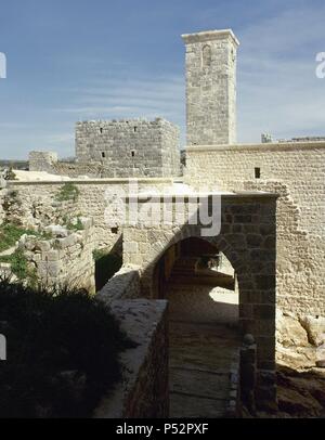 Syrien. Leonburg. Im Hintergrund, das Minarett der Moschee innerhalb des Forts. Stockfoto