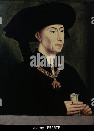 "Porträt von Philipp dem Guten', C. 1450, Öl auf Leinwand, 29,6 x 21,3 cm. Autor: Rogier van der Weyden (C. 1399-1464). Lage: Louvre Museum - Gemälde, Frankreich. Stockfoto