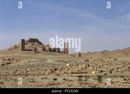 Syrien. Palmyra. Das Tal der Gräber. Oase Tadmor. Foto vor dem syrischen Bürgerkrieg. Stockfoto