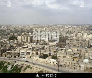 Syrien. Aleppo. Übersicht. In der Nähe von Osten. Foto vor dem syrischen Bürgerkrieg. Stockfoto