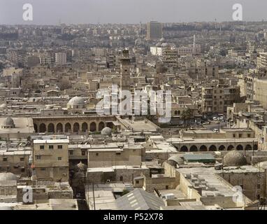 Syrien. Aleppo. Panoramablick auf die Stadt. Foto vor dem syrischen Bürgerkrieg. Stockfoto