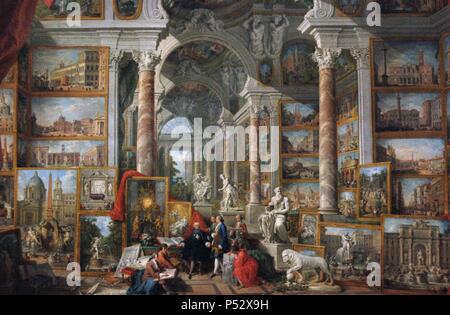 Giovanni Paolo Panini (1691-1765). Italienischer Maler. Bilder-Galerie mit Blick auf moderne Rom. 1758. Museum des Louvre. Paris. Frankreich. Stockfoto