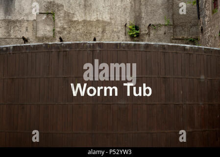 Brautechnologie Detail der Wurmwanne im Innenhof der Old Jameson Whiskey Distillery in Midleton, County Cork, Irland. Stockfoto