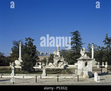 Spanien. Königlichen Palast von Aranjuez. Inselgarten. 18. Jahrhundert. Pronvince von Madrid. Stockfoto