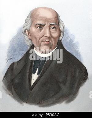 Hidalgo San Juan Miguel (1753 - 1811). Mexikanische Priester und Patriot, der Führer der Mexikanischen Krieg für die Unabhängigkeit. Porträt. Farbige Gravur. Stockfoto