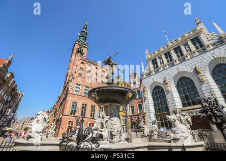 Neptunbrunnen in Danzig, Polen Stockfoto