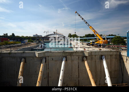 Berlin, Deutschland - Baustelle der Autobahn A100 An der Sonnenallee in Berlin-neukölln. Stockfoto