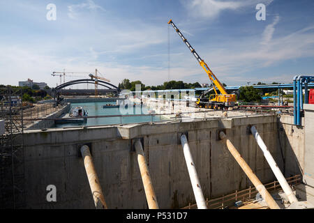 Berlin, Deutschland - Baustelle der Autobahn A100 An der Sonnenallee in Berlin-neukölln. Stockfoto